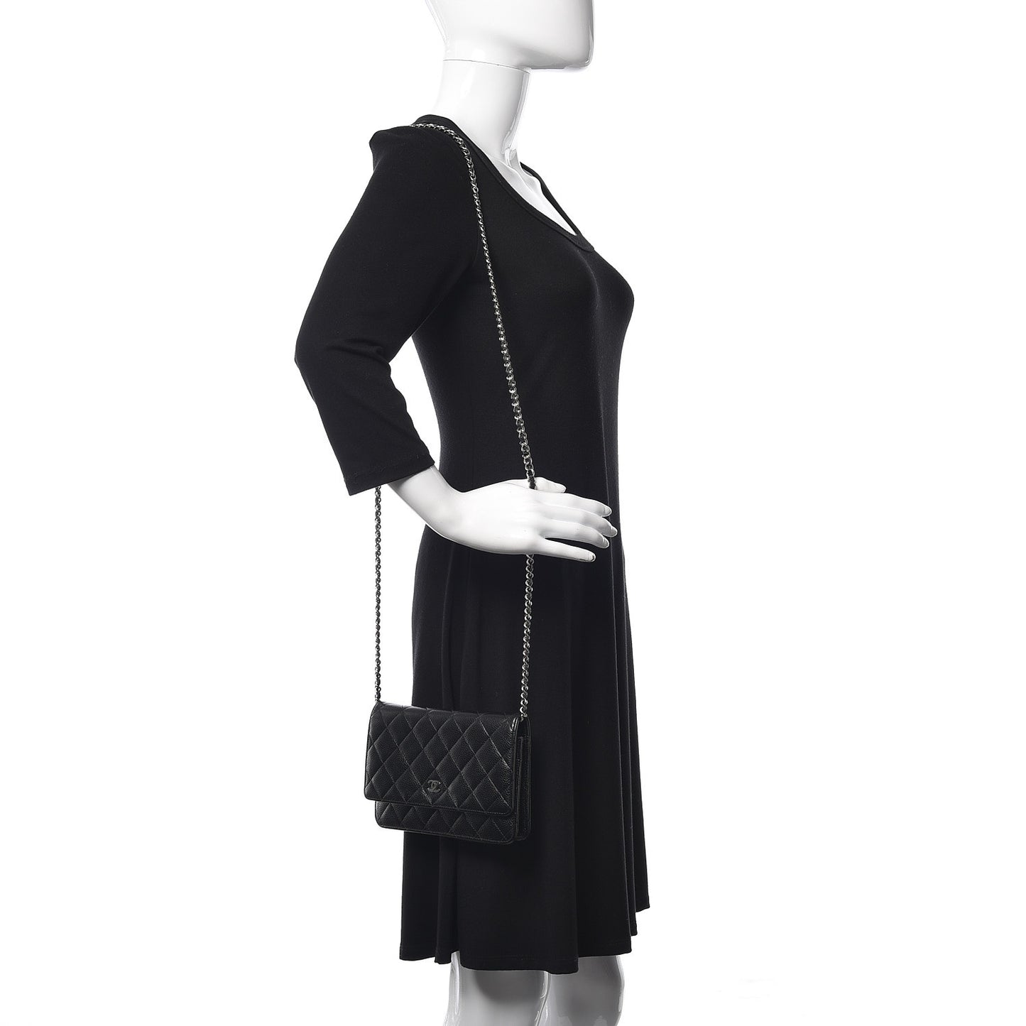 Caviar Quilted Wallet On Chain WOC Black