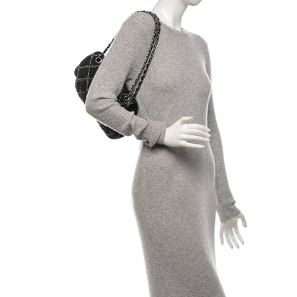 Chanel Nylon Quilted Tweed Stitch Medium Bubble Flap Black 2 of 8