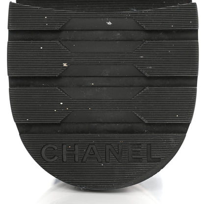 Chanel Denim Calfskin Quilted Lace Up Combat Boots 39.5 Blue 9 of 10