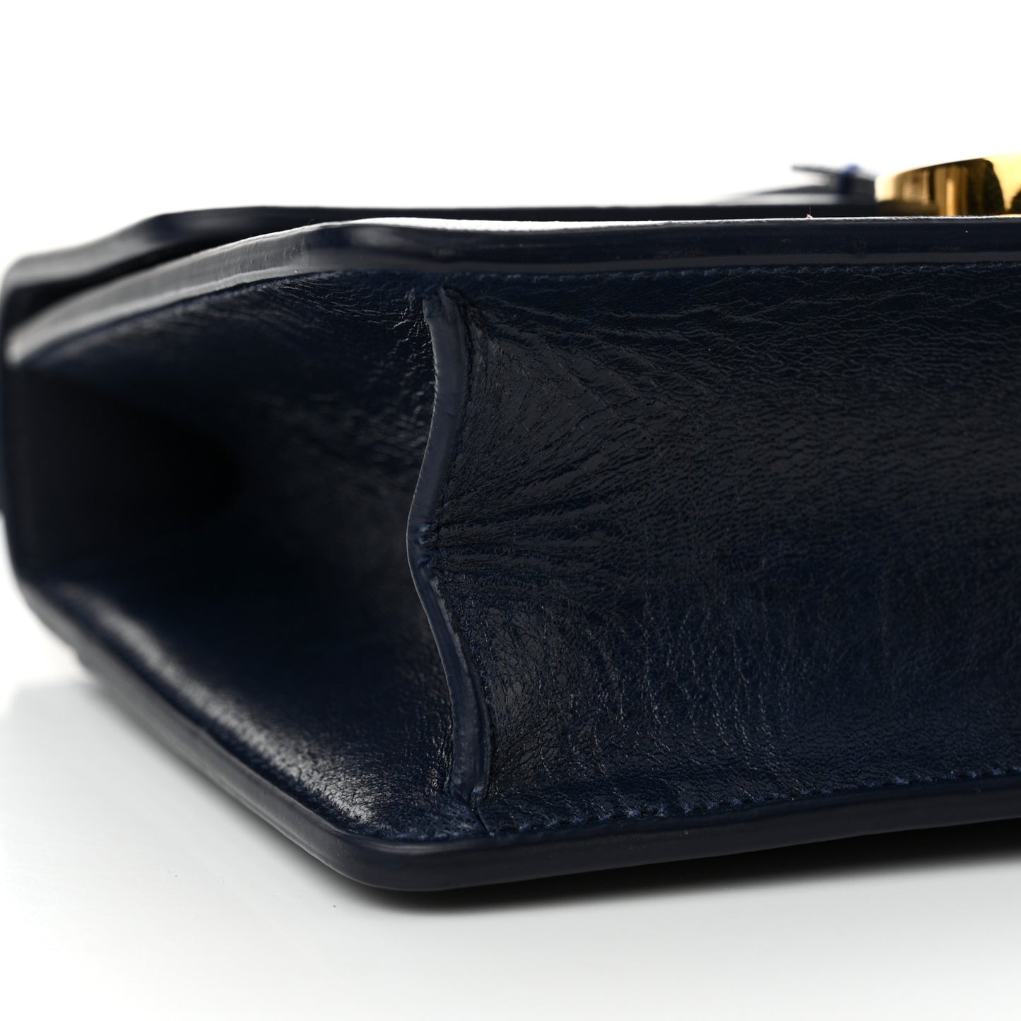 Shiny Crinkled Lambskin 30 Montaigne Flap Bag Indigo
