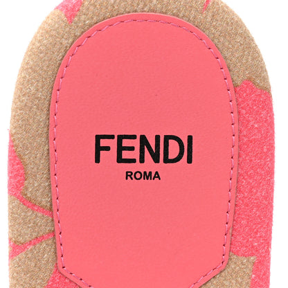 Fendi Canvas Rose Logo Embroidered Flat Slide Sandals 38.5 Kissed Black 7 of 7