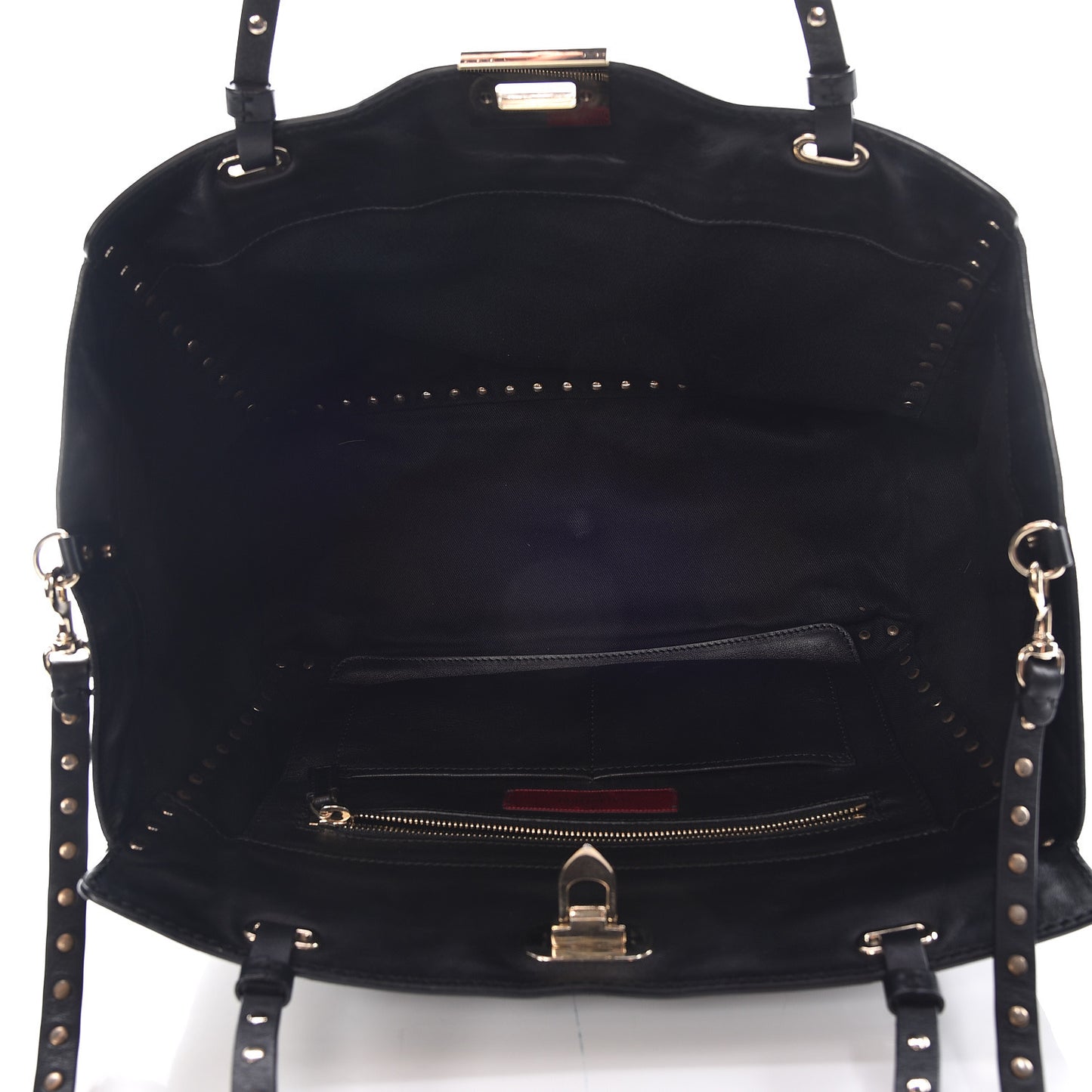 Vitello Medium Rockstud Tote Black