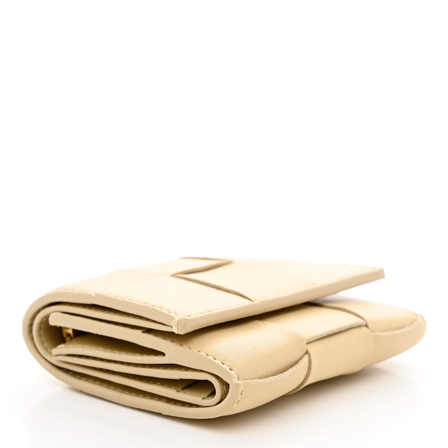 Nappa Calfskin Maxi Intrecciato Cassette Tri-Fold Wallet Porridge