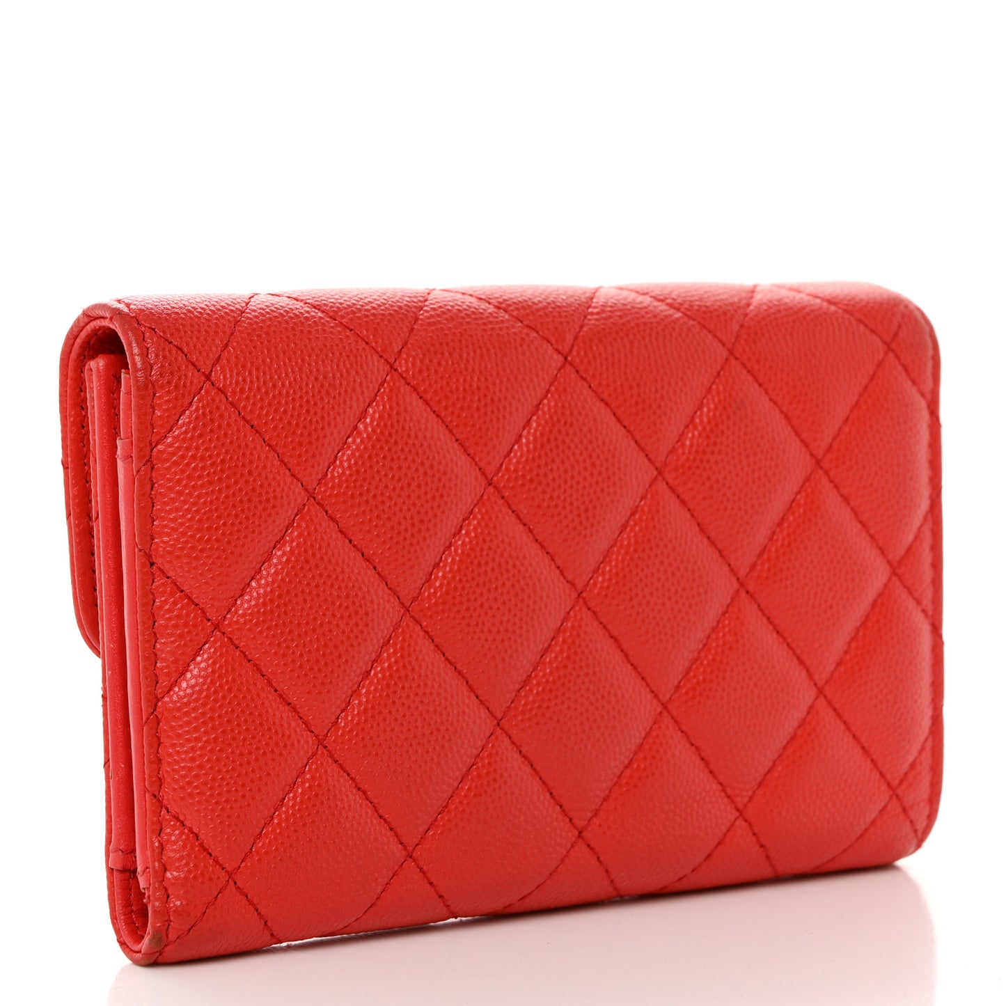 Caviar Quilted Medium Flap Wallet Red