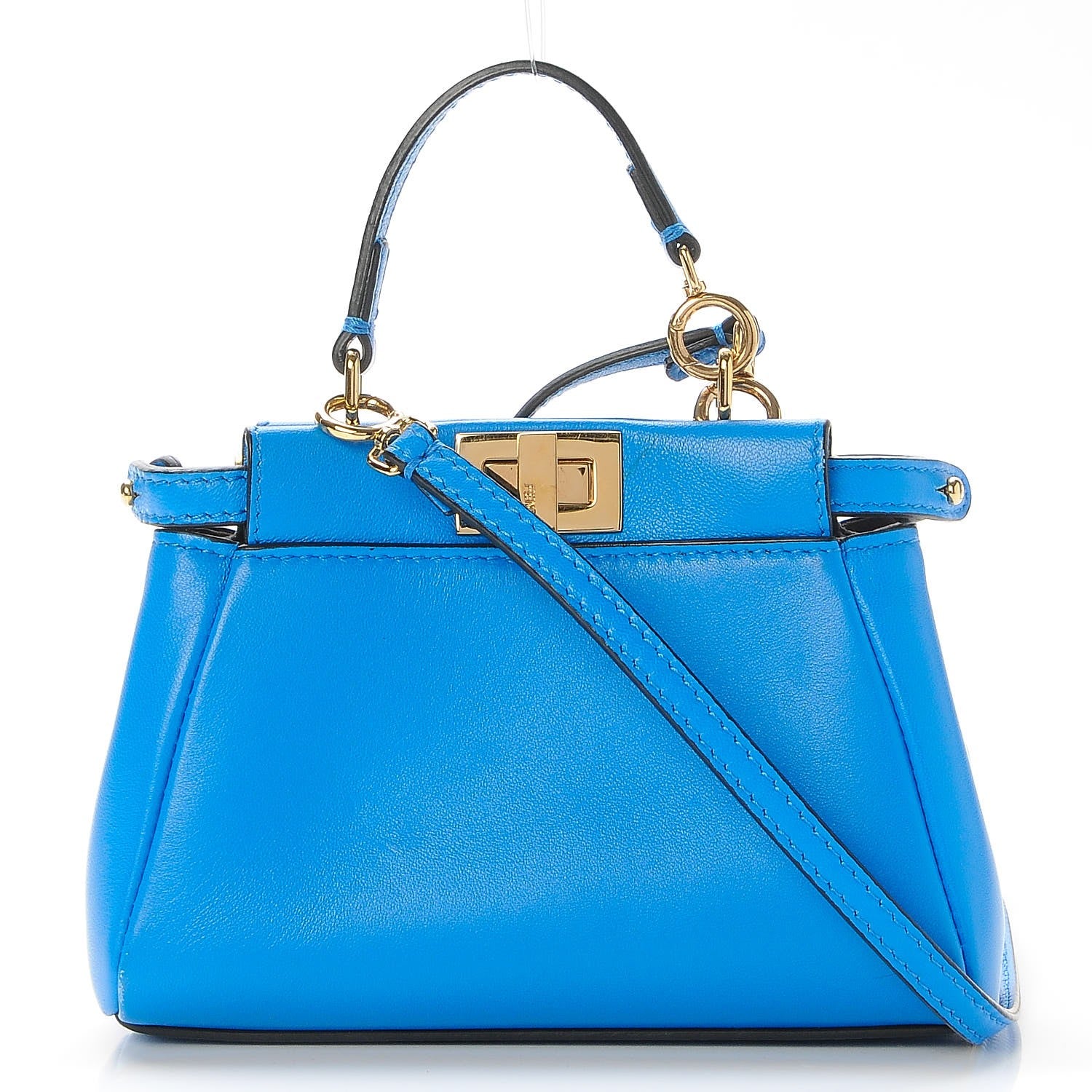 Fendi Shiny Nappa Micro Peekaboo Iconic Satchel Blue Royal 1 of 7