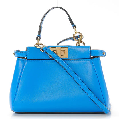 Fendi Shiny Nappa Micro Peekaboo Iconic Satchel Blue Royal 1 of 7