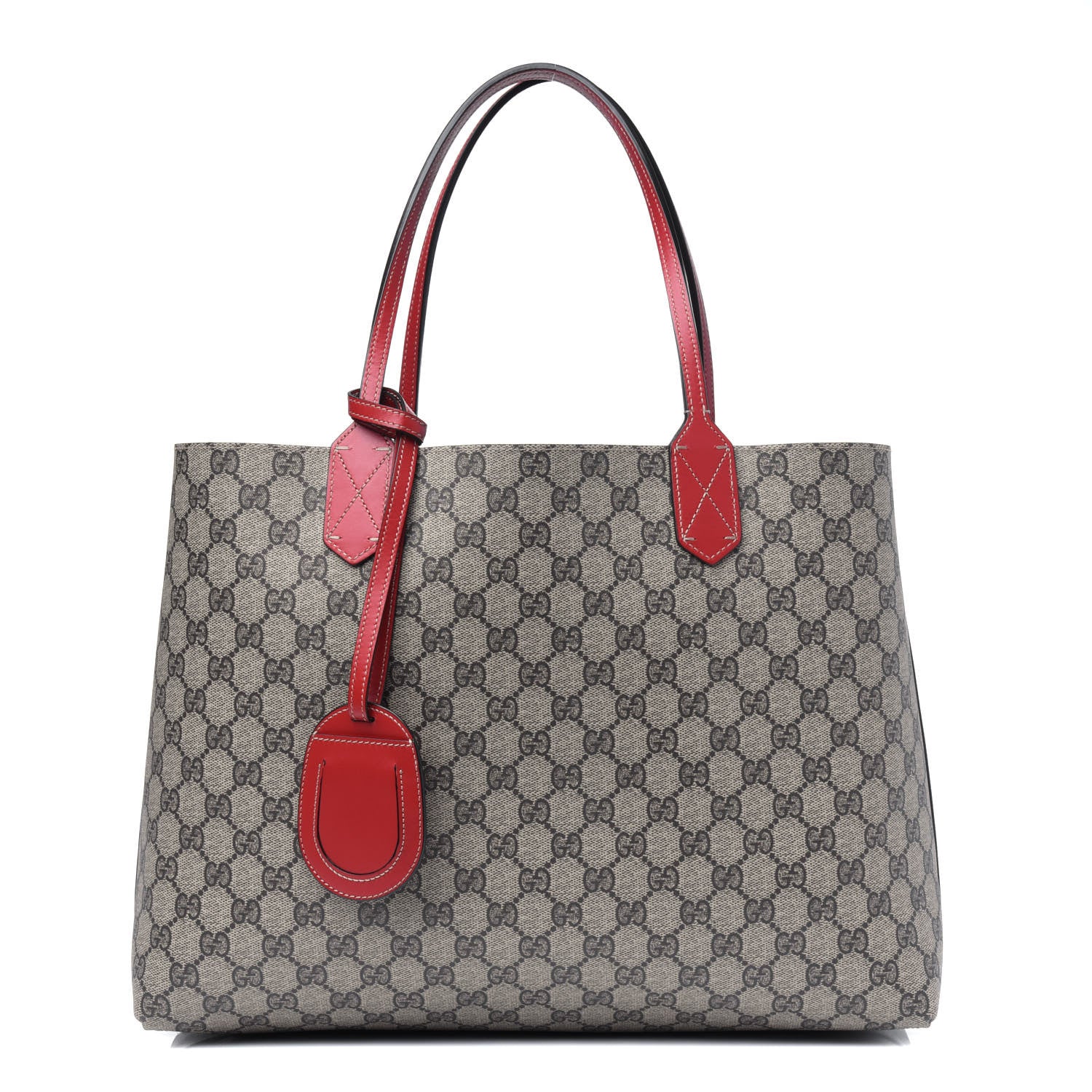 Gucci GG Supreme Medium Reversible Tote Beige Red 1 of 19