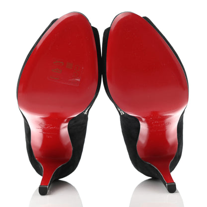 Christian Louboutin Veau Velours Lace Violette Camilla 120 Peep Toe Pumps 38 Black 5 of 10