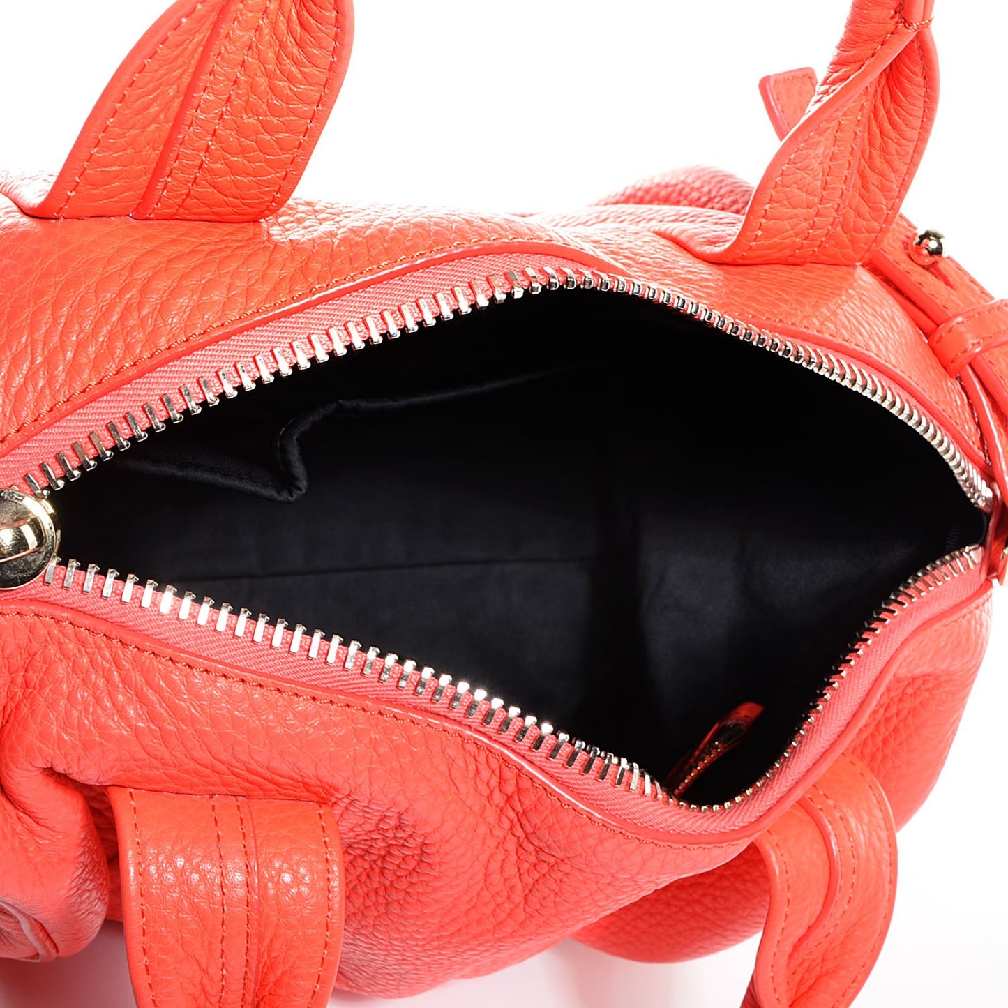 Pebbled Calfskin Rocco Tangerine with Pale Gold Hardware