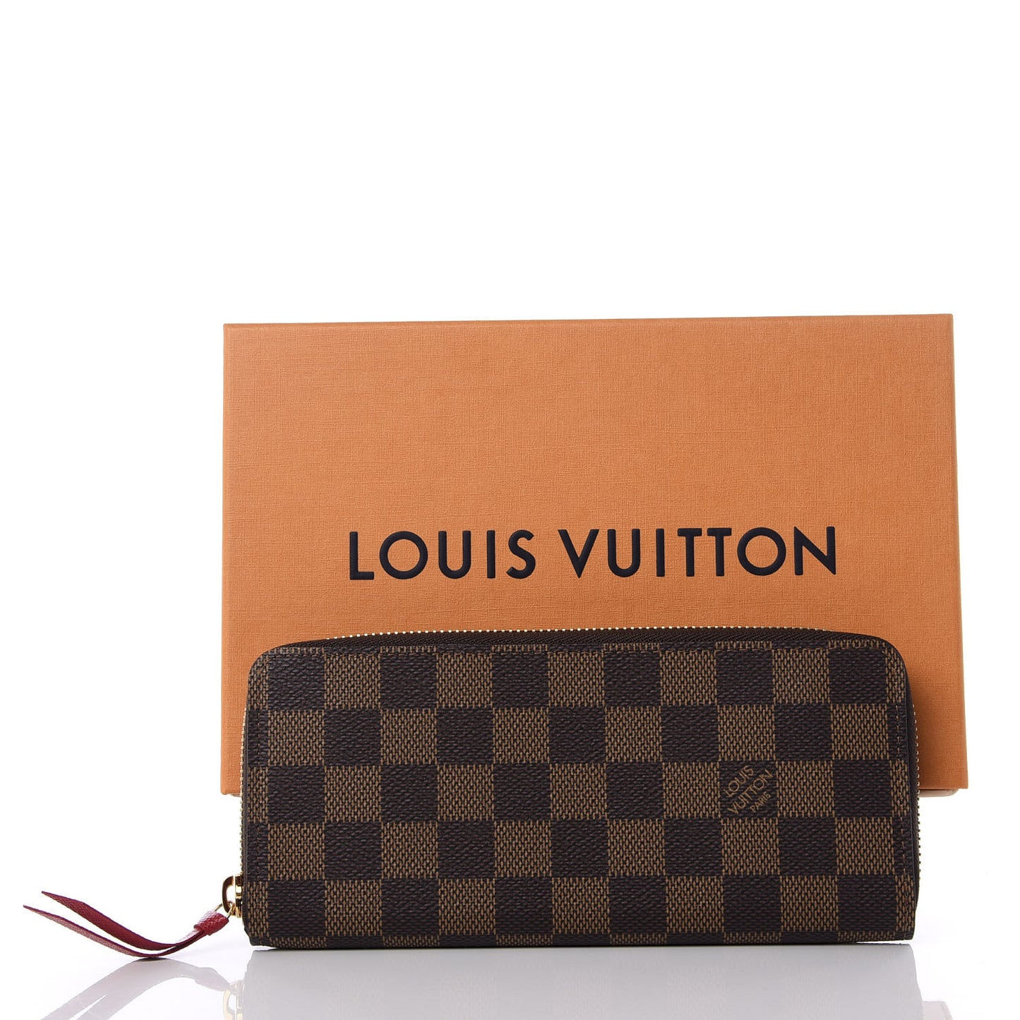 Damier Ebene Clemence Wallet Cherry