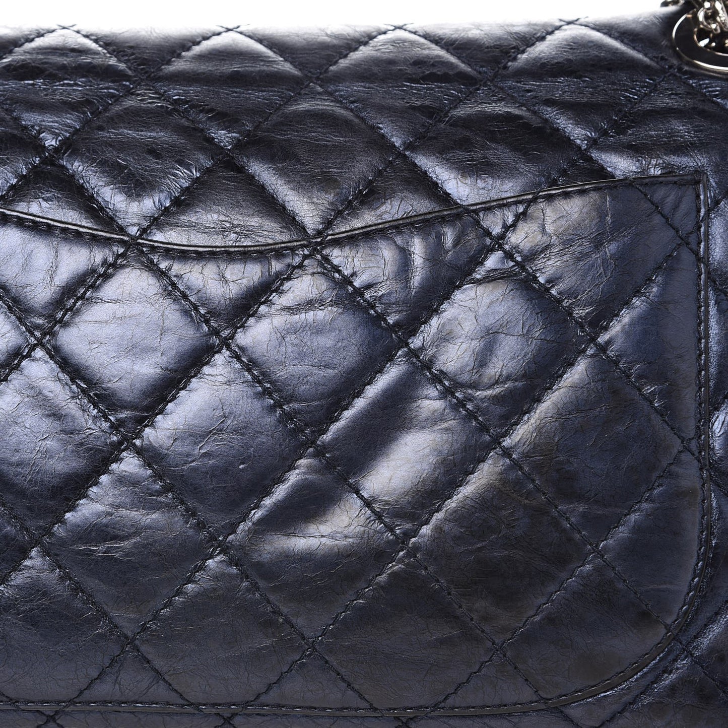 Metallic Aged Calfskin Quilted 2.55 Reissue 228 Flap Blue