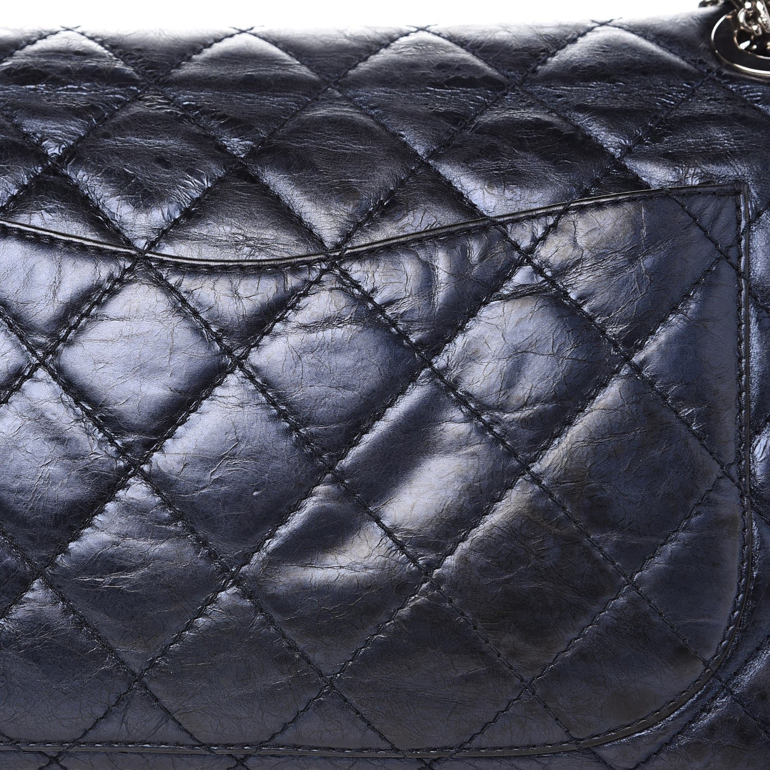 Chanel Metallic Aged Calfskin Quilted 2.55 Reissue 228 Flap Blue 14 of 16