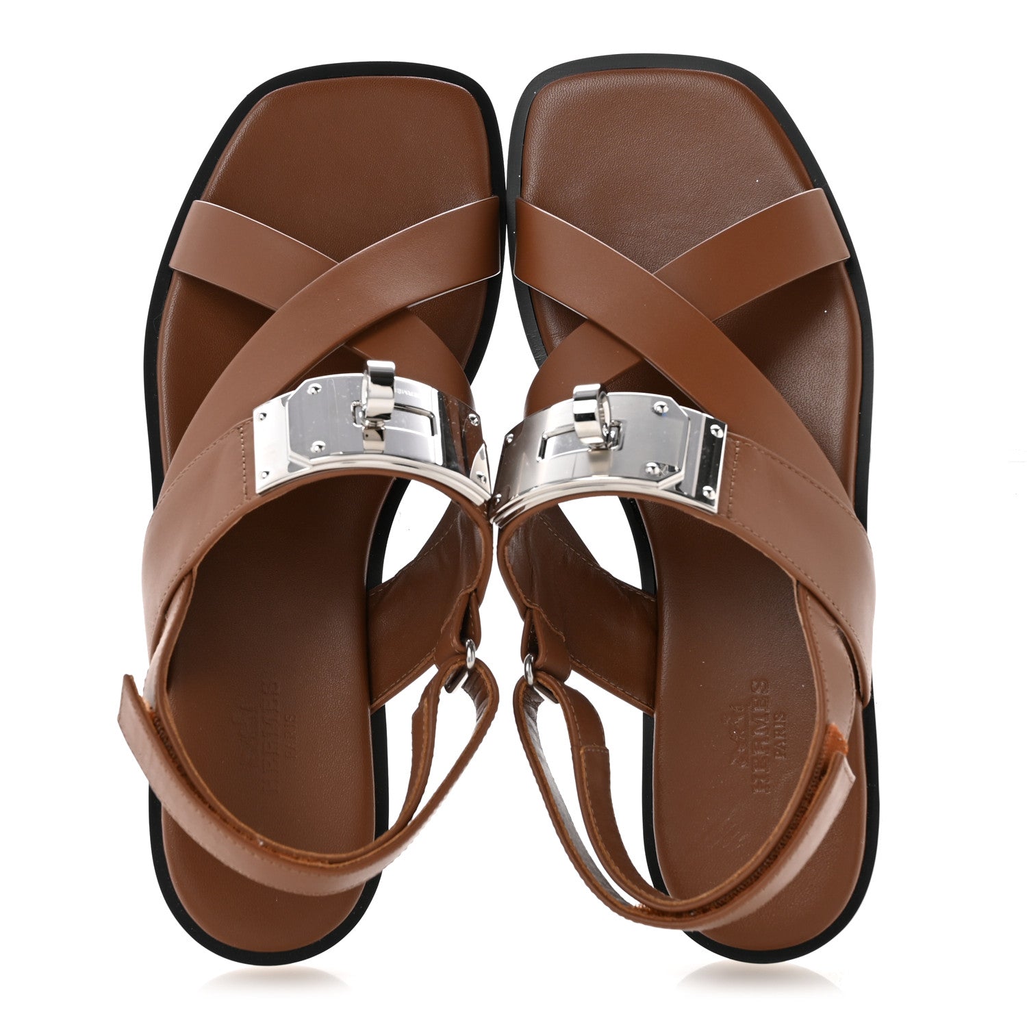 Hermes Calfskin Womens Ines Sandals 37 Gold 2 of 11