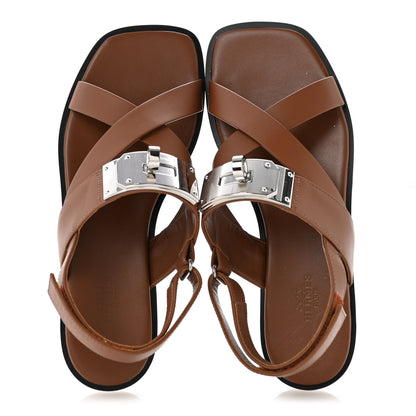 Hermes Calfskin Womens Ines Sandals 37 Gold 2 of 11