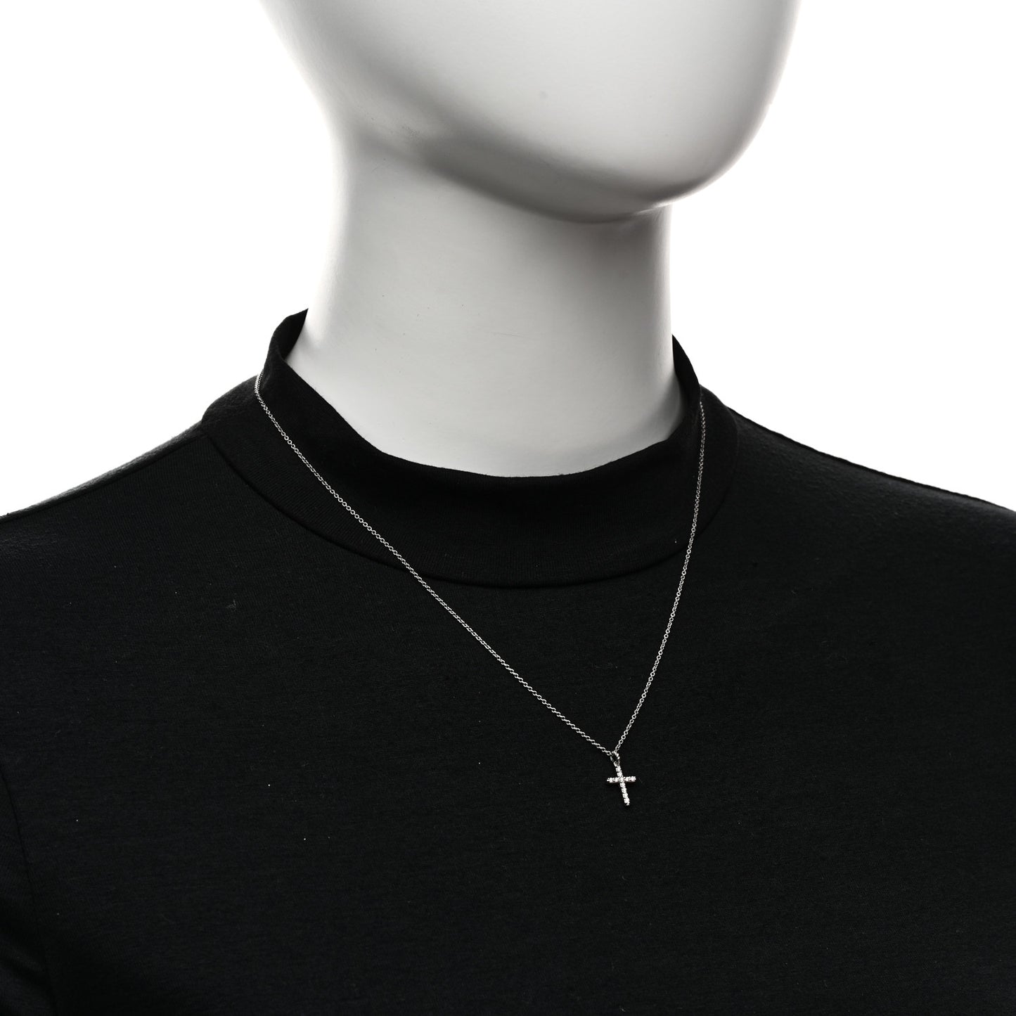 18K White Gold Diamond Cable Collectibles Cross Necklace