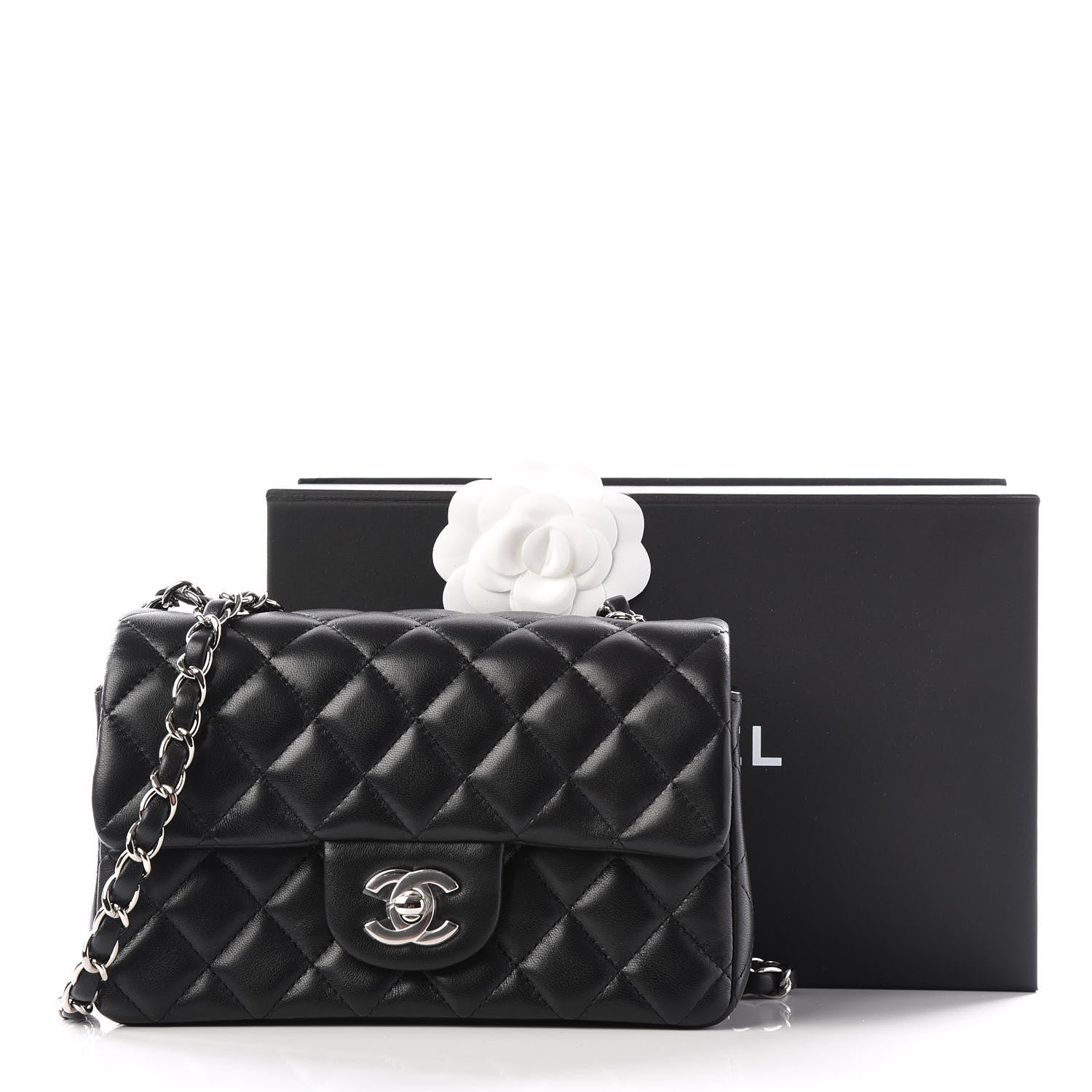 Chanel Lambskin Quilted Mini Rectangular Flap Black 13 of 13