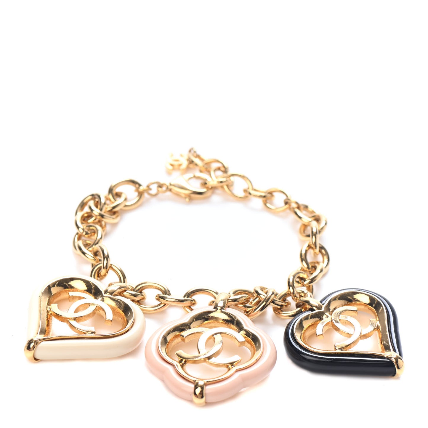 CC Charm Bracelet Gold Beige Navy