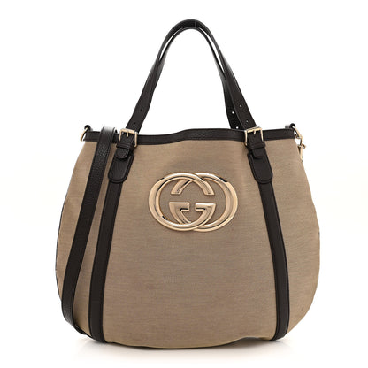 Gucci Canvas Britt Tote Dark Brown 1 of 22