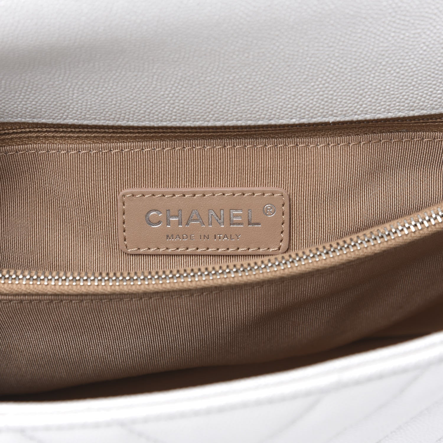 Chanel Iridescent Caviar Chevron Quilted Small Coco Handle Flap White 5 of 10
