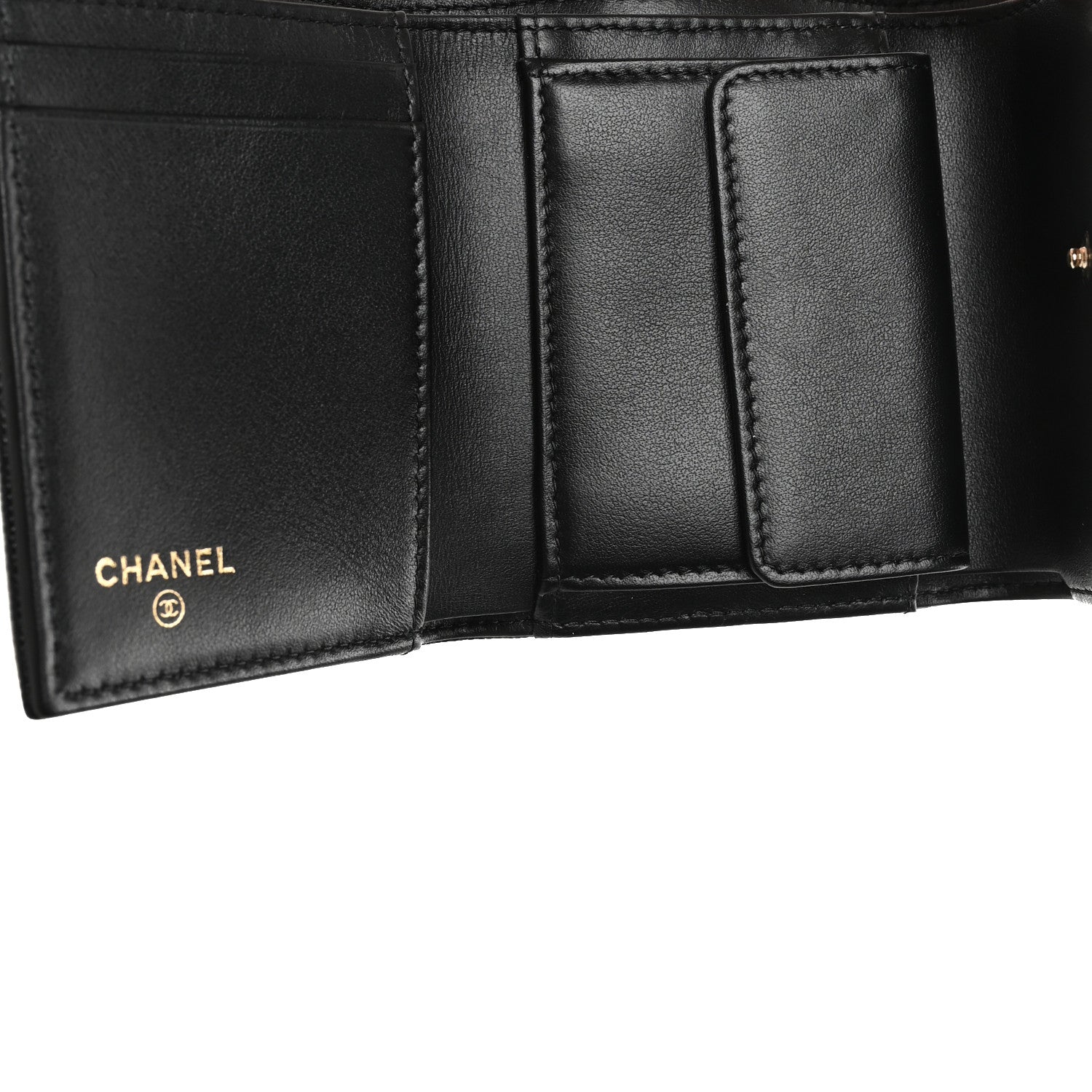 Chanel Caviar Camellia Embossed Compact Wallet Black 5 of 11