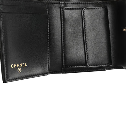 Chanel Caviar Camellia Embossed Compact Wallet Black 5 of 11