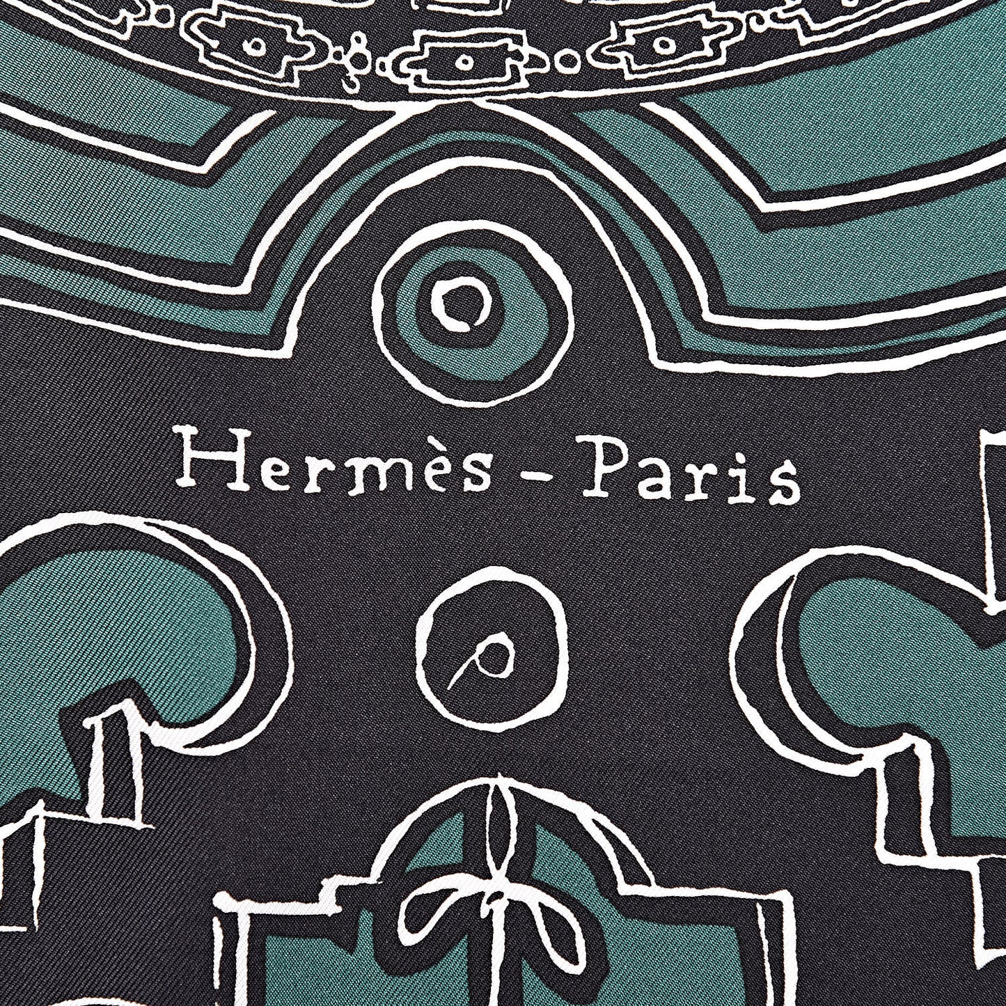 Silk Serio Ludere Scarf 90 Vert Black White