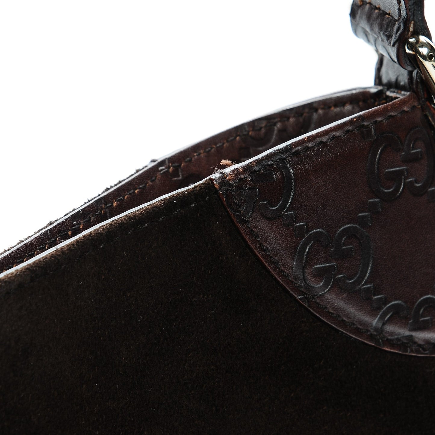 Guccissima Suede Hasler Hobo Dark Brown