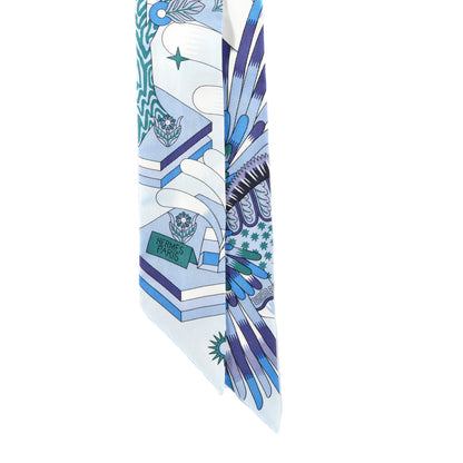 Hermes Silk La Source de Pegase Twilly Ciel Bleu Royal White 2 of 4