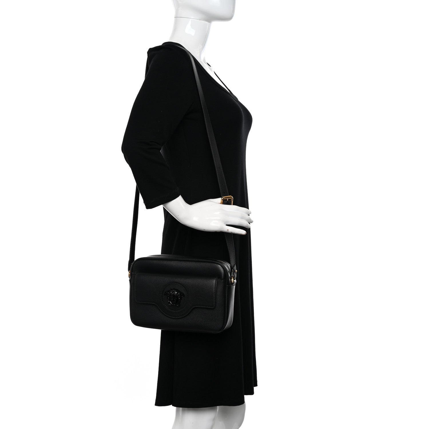 Versace Grained Calfskin Medusa Camera Bag Black 2 of 12