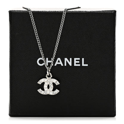 Chanel Crystal Timeless CC Necklace Silver 5 of 5