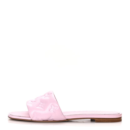 Louis Vuitton Lambskin Embossed Monogram Revival Flat Mules 38 Light Pink 1 of 9
