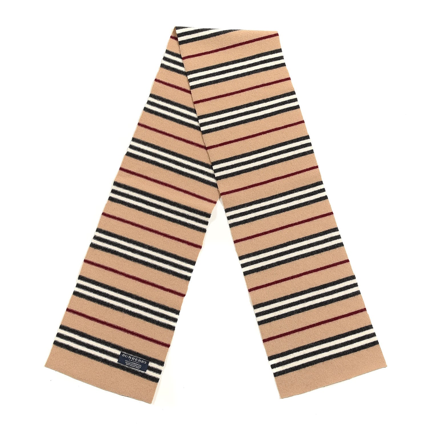 Burberry Lambswool Stripe Scarf Camel 2 of 3