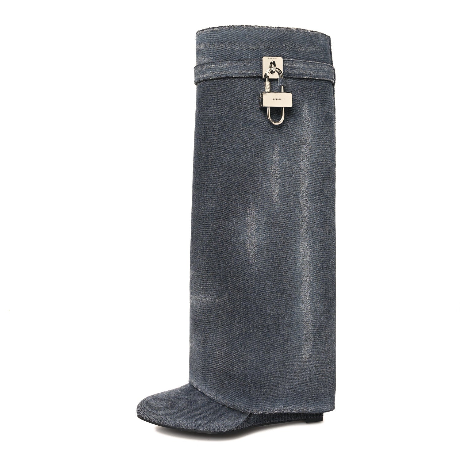 Givenchy Washed Denim Shark Lock Pant Boots 39 Black 1 of 8