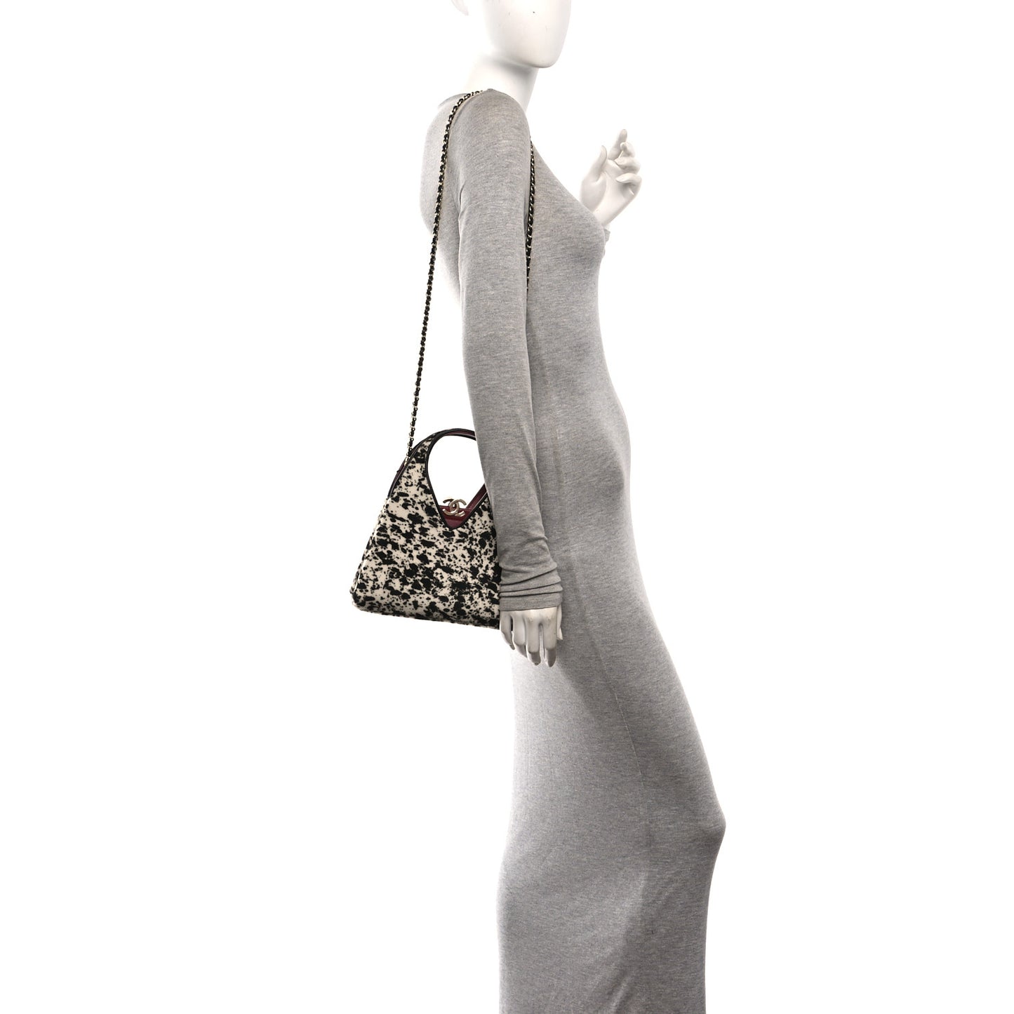 Pony Hair Printed Chic Lady Small Shopping Tote White Black
