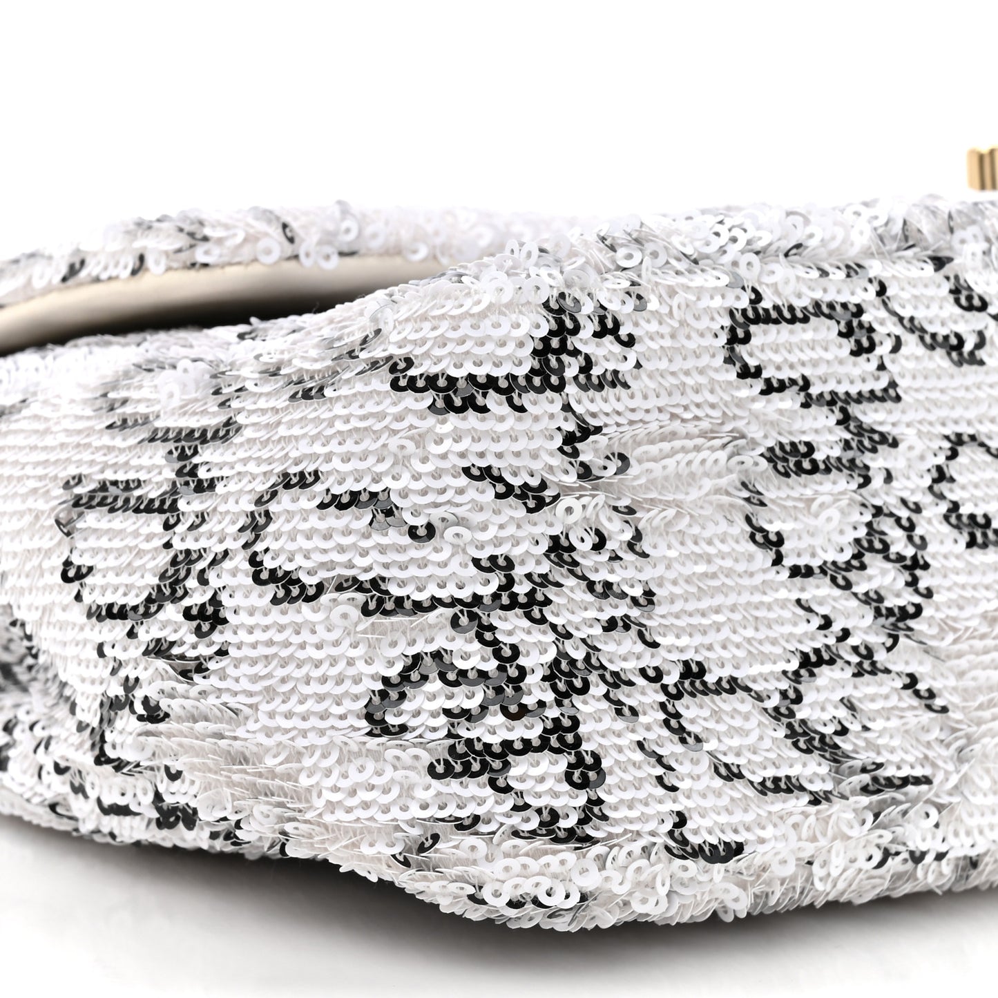 Sequin Logo Medium Flap White Black