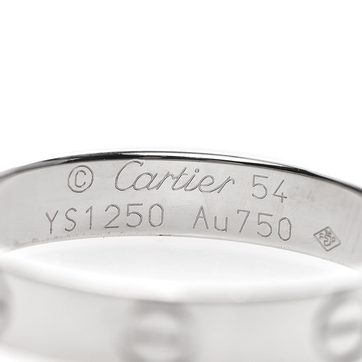 18K White Gold 3.5mm LOVE Wedding Band Ring 54 6.75