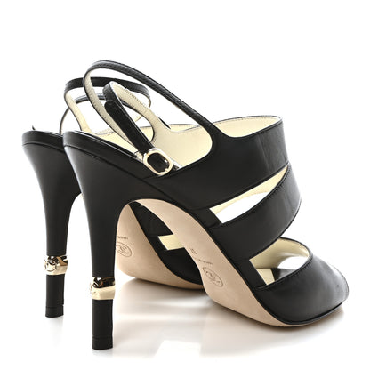 Chanel Lambskin CC Strappy Sandal 37 Black 5 of 9