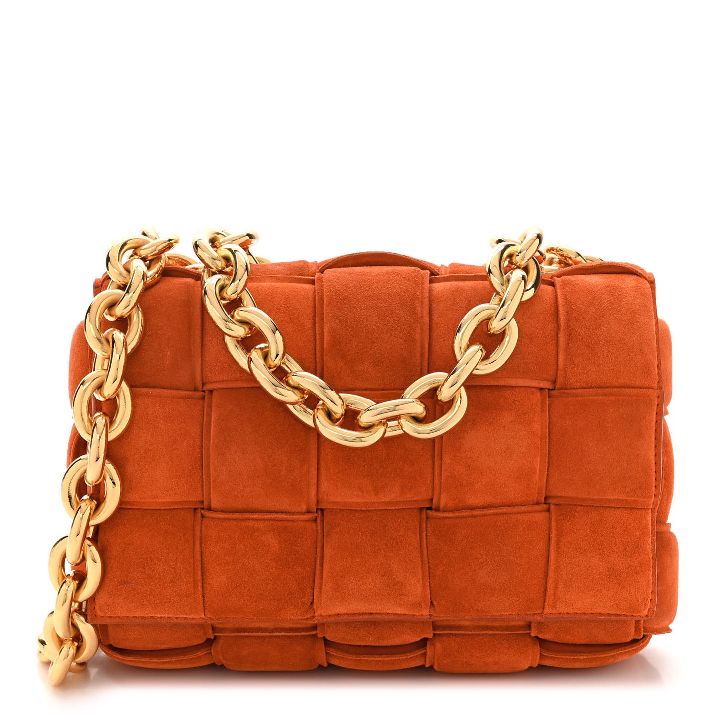 Suede Maxi Intrecciato Padded Chain Cassette Crossbody Bag