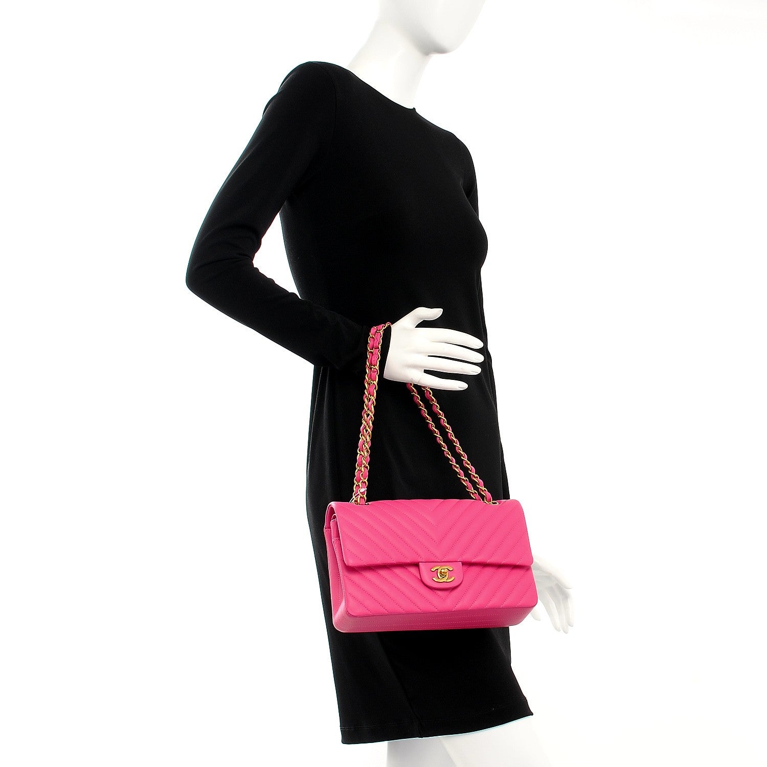 Chanel Lambskin Chevron Quilted Medium Double Flap Pink 2 of 8