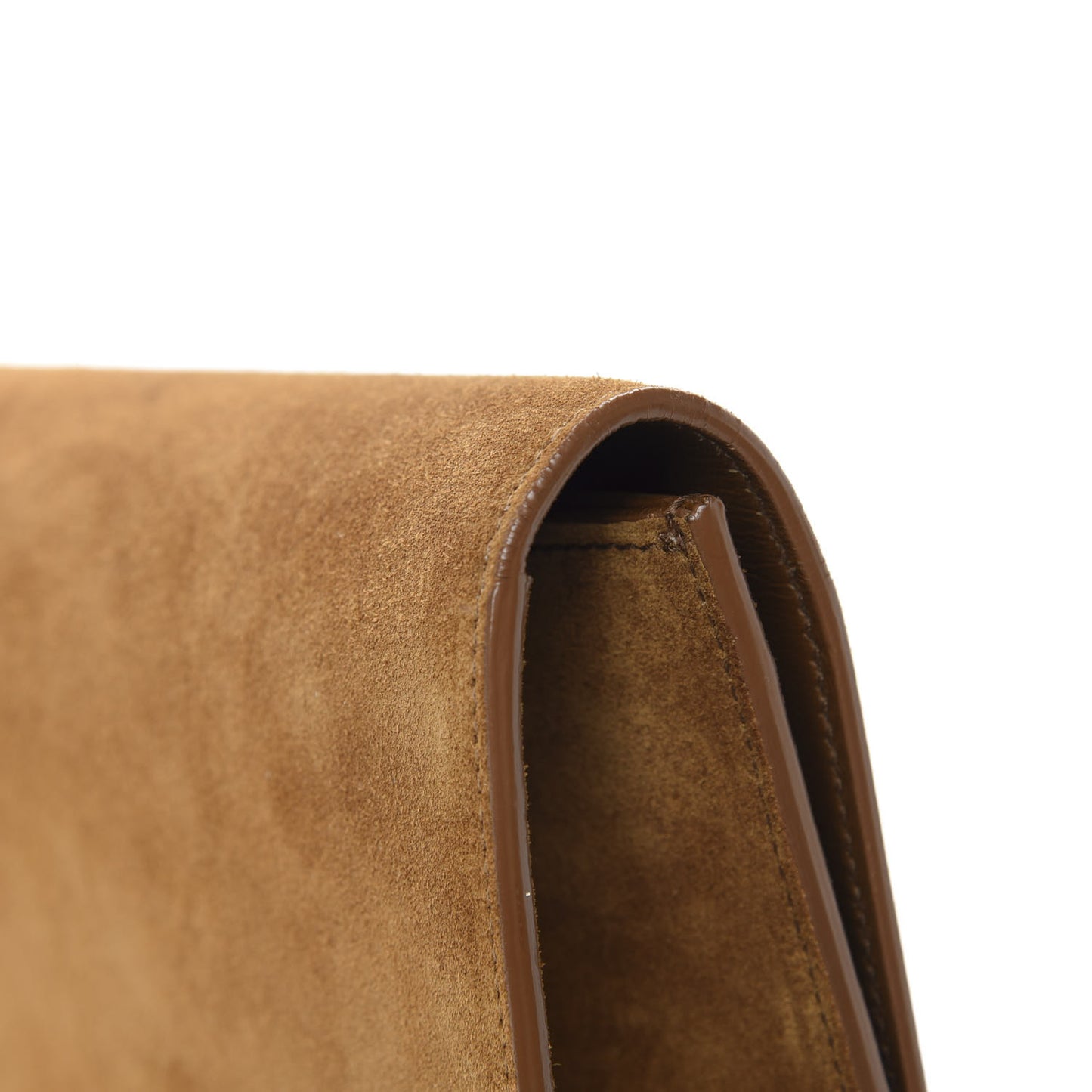 Suede Cassandre Tassel Clutch Tan