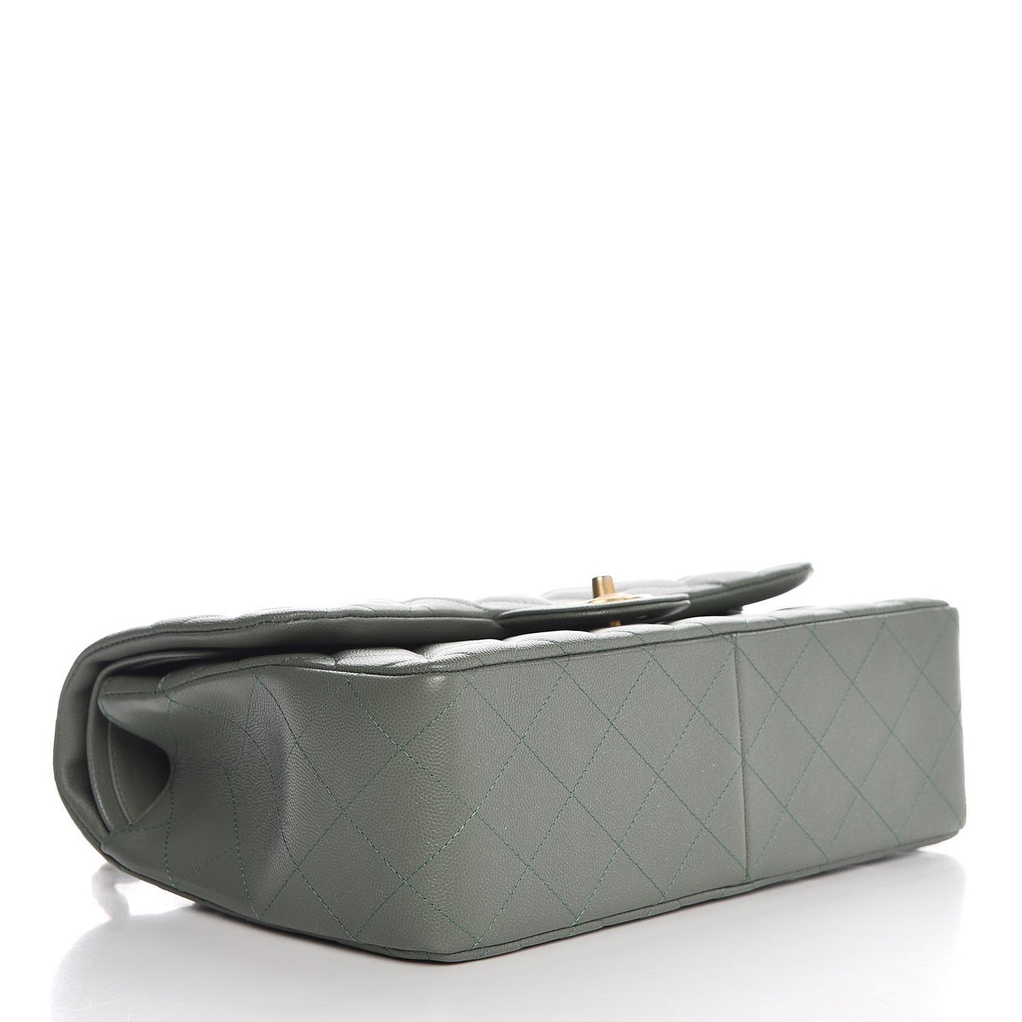 Iridescent Caviar Quilted Jumbo Double Flap Green
