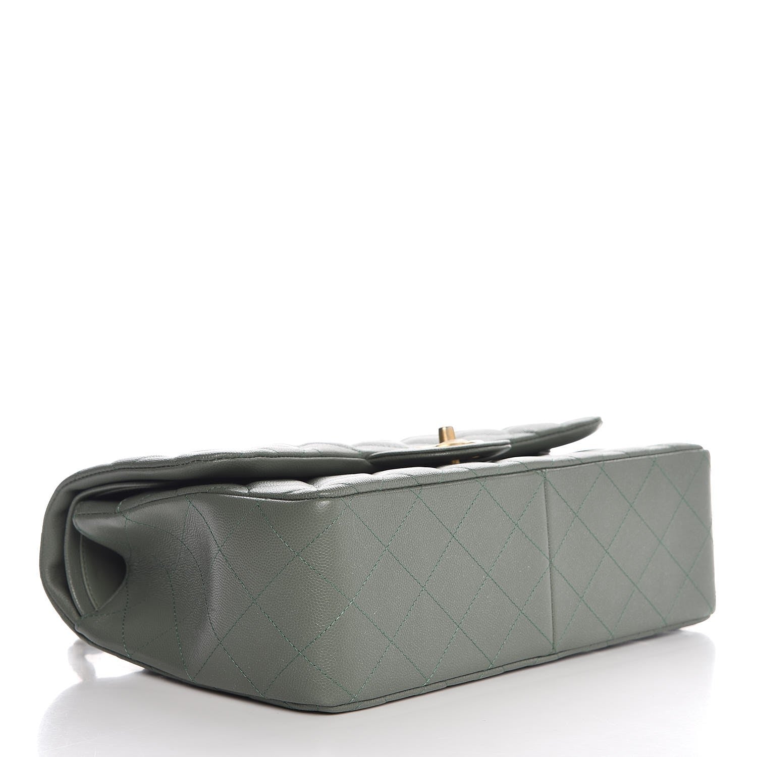 Chanel Iridescent Caviar Quilted Jumbo Double Flap Green 4 of 8