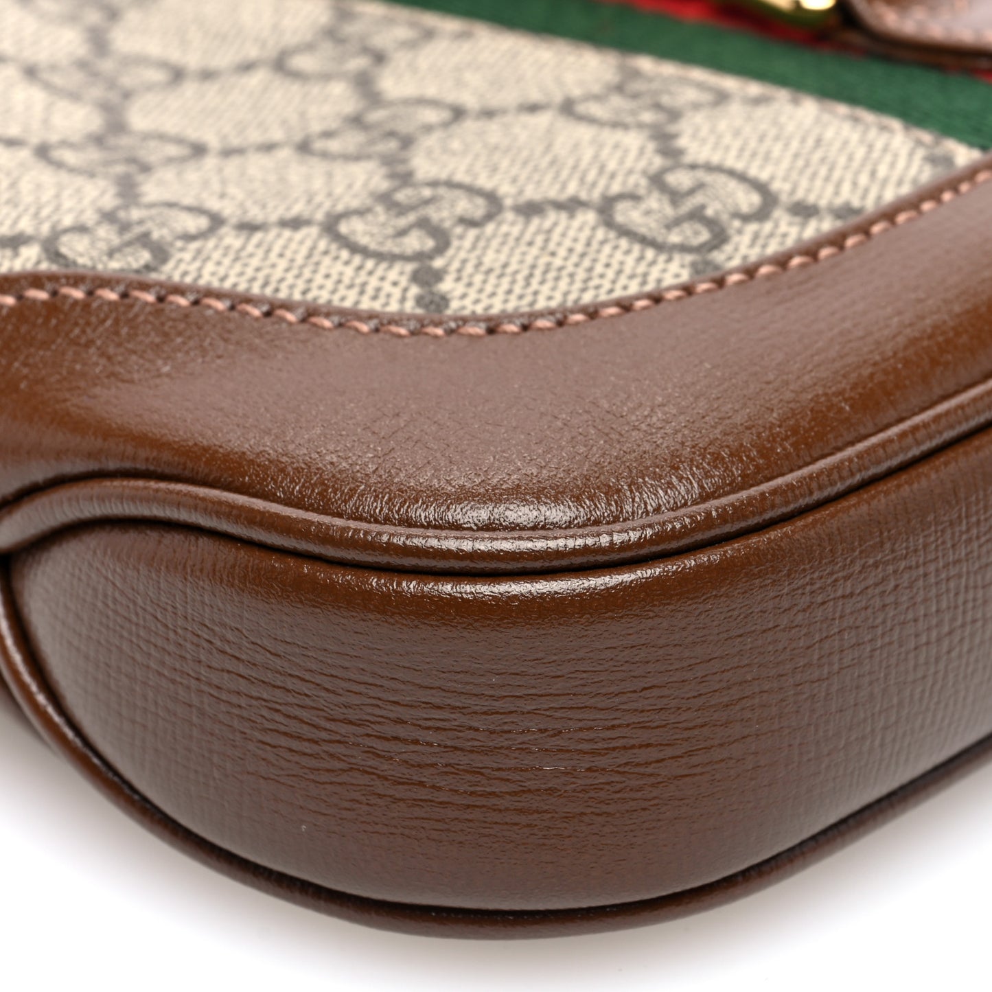 GG Supreme Monogram Azalea Calfskin Web Mini Jackie 1961 Hobo Beige Ebony Brown Sugar