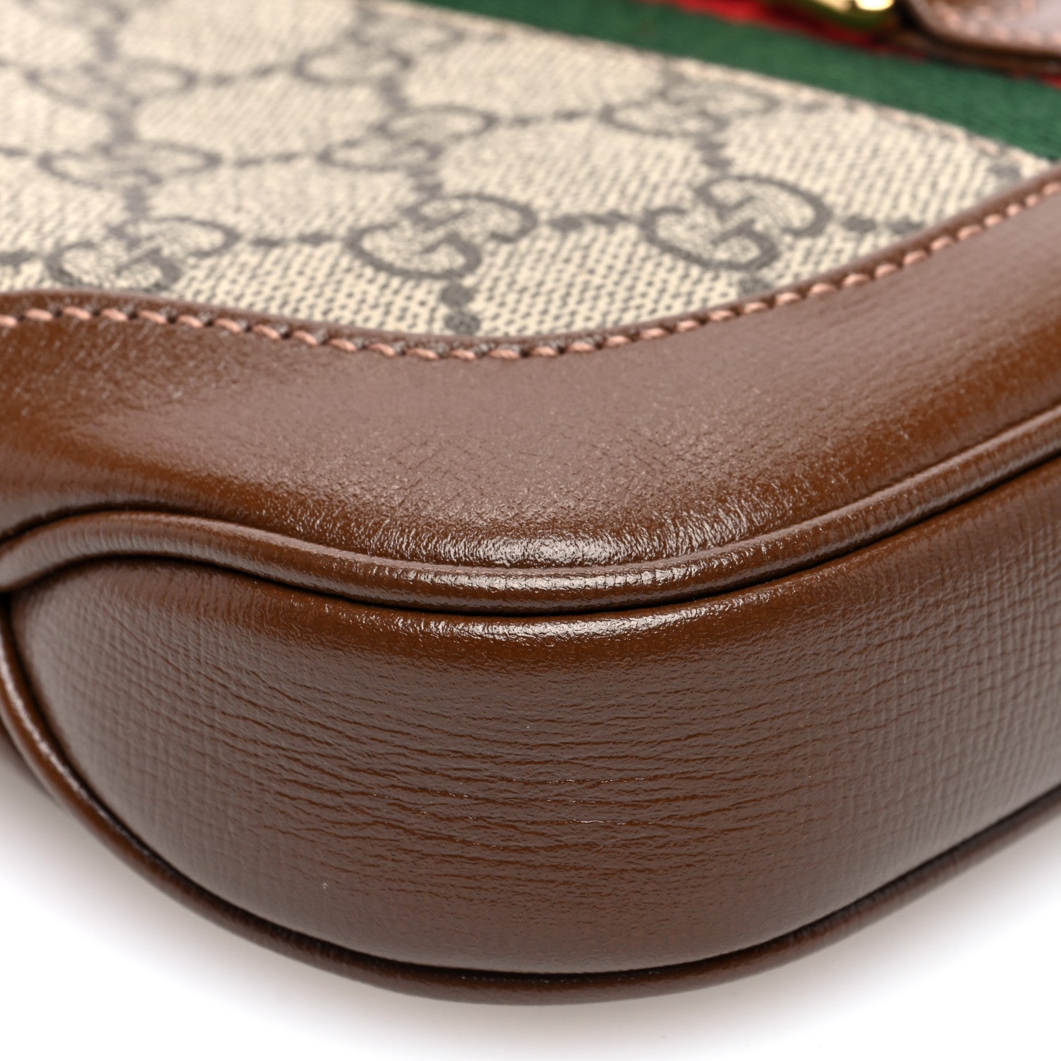 Gucci GG Supreme Monogram Azalea Calfskin Web Mini Jackie 1961 Hobo Beige Ebony Brown Sugar 8 of 9