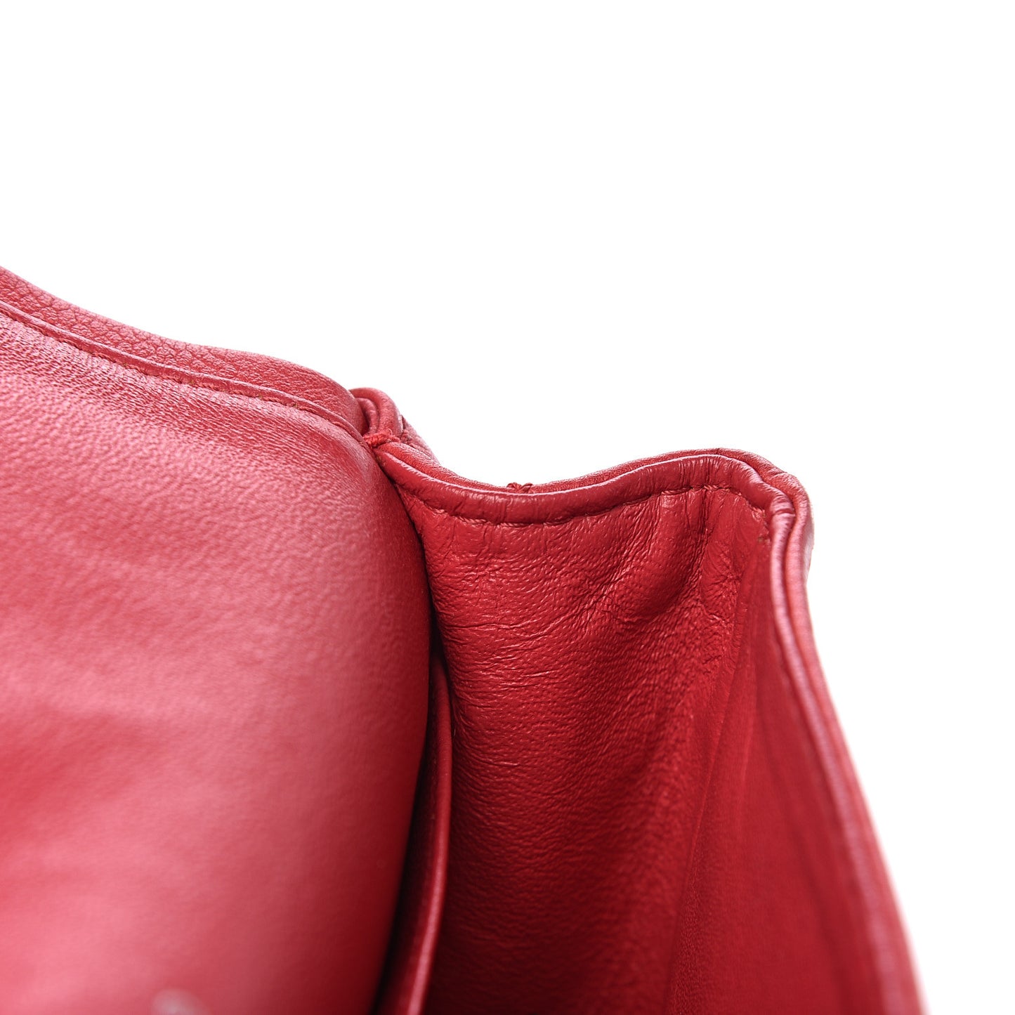 Washed Caviar Quilted Medium Double Flap Red