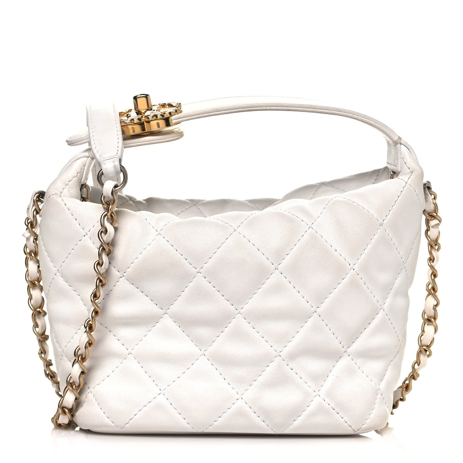 Chanel Lambskin Quilted Small Perfect Meeting Hobo White 1 of 17