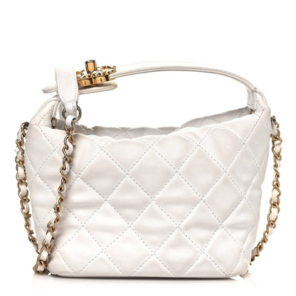 Chanel Lambskin Quilted Small Perfect Meeting Hobo White 1 of 17