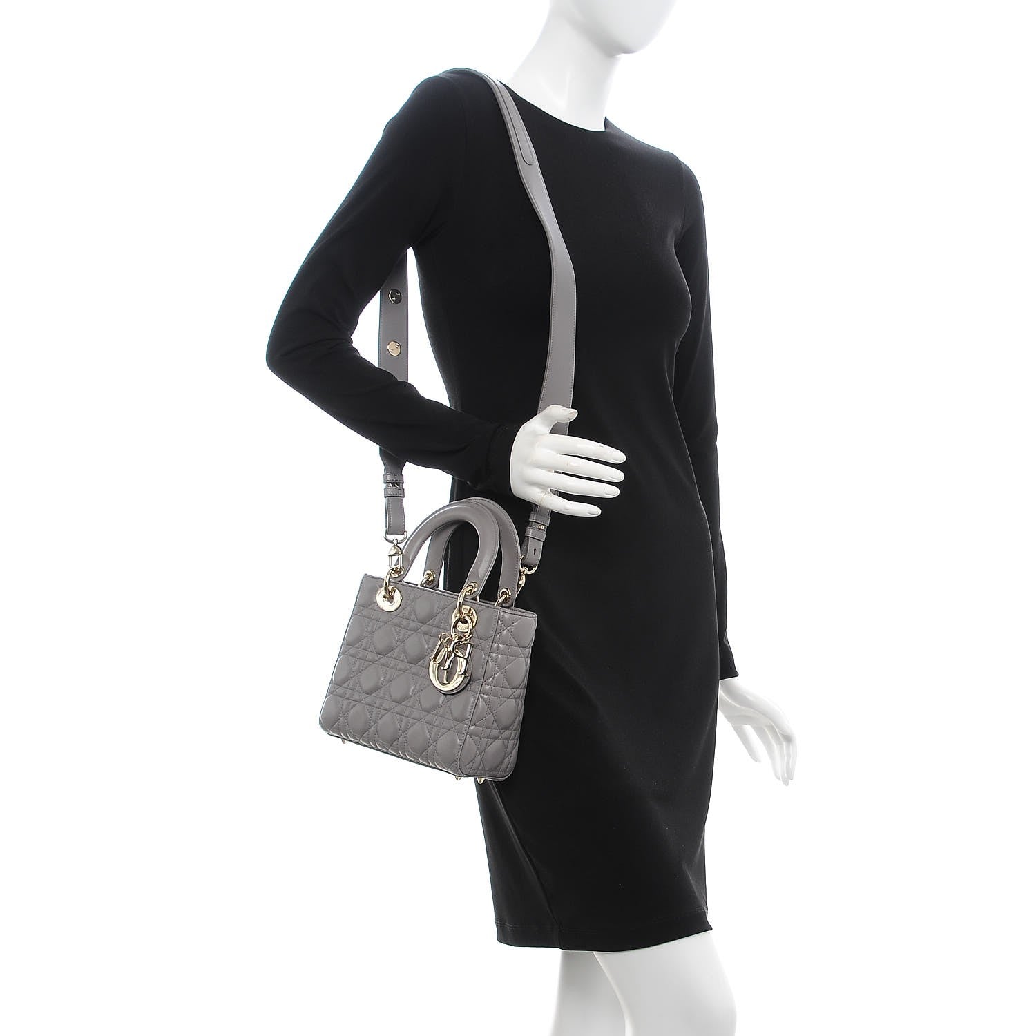 Christian Dior Lambskin Cannage Small My Lady Dior Gris 2 of 8