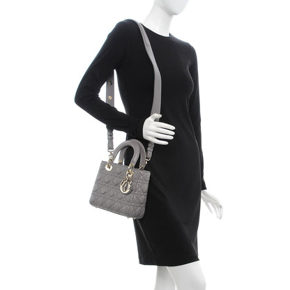 Christian Dior Lambskin Cannage Small My Lady Dior Gris 2 of 8