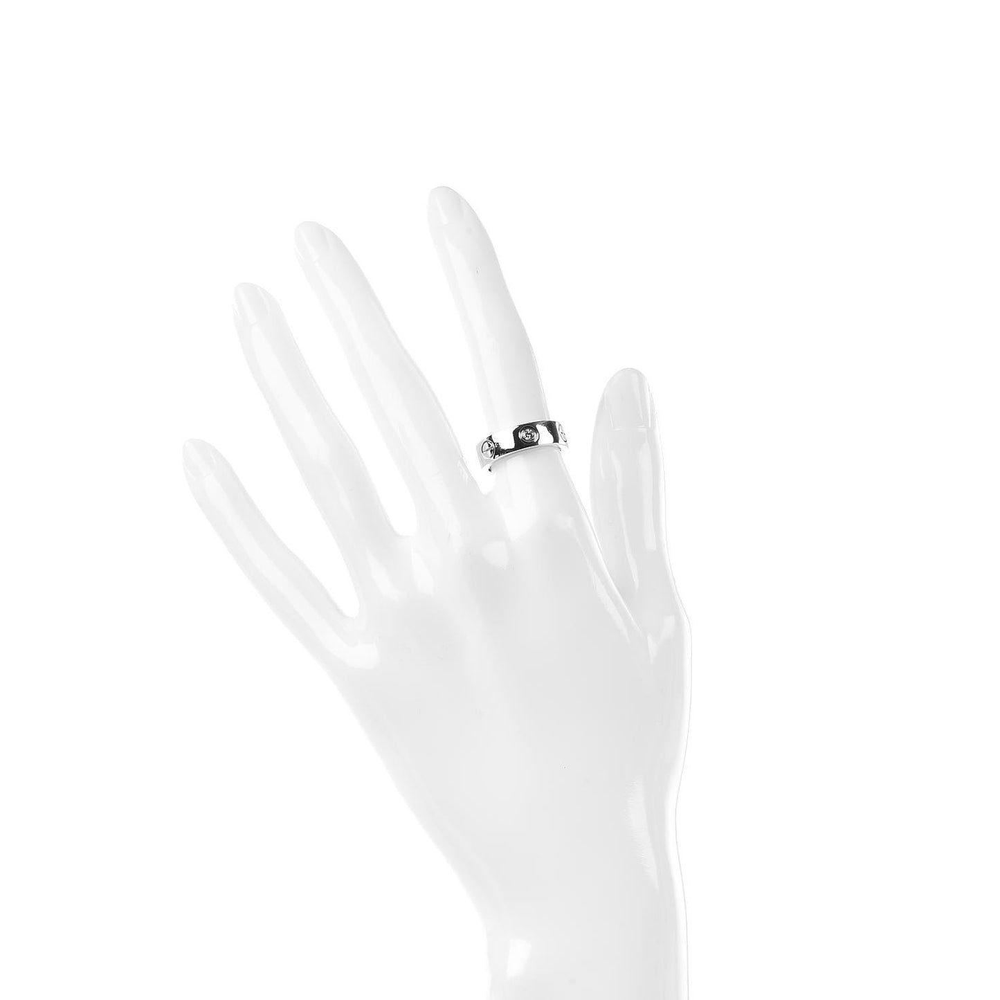 18K White Gold 3 Diamond 5.5mm LOVE Ring 50 5.25